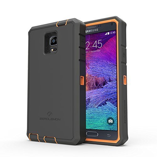 Samsung Galaxy Note 4 Rugged Case,Zerolemon ZeroShock Rugged Case + Belt Clip [Battery NOT Included] (Fits All Versions of  Galaxy Note 4) [180 days ZeroLemon Warranty Guarantee] - Orange /Black