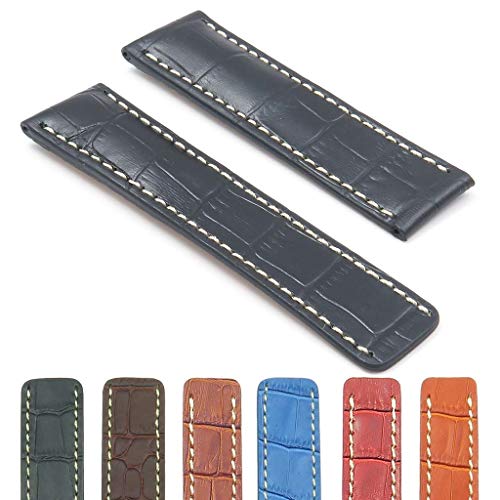 DASSARI Vantage Croc Embossed Leather Watch Band Strap for Breitling 20mm 22mm 24mm