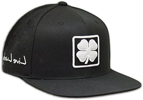 Live Lucky Black Clover White/Black/Black Lucky Square Flat 1 Snapback Hat