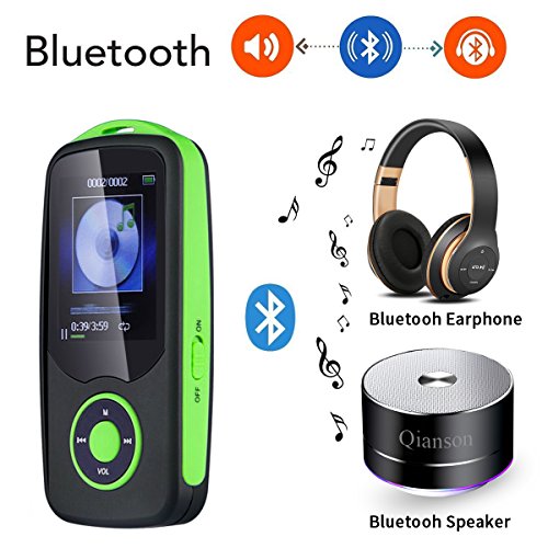 Mp3 Player with Bluetooth,Timmy Built in 16GB Portable Digital Music player (Green)