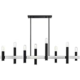 Livex Lighting, 46868-04, Helsinki Collection, 8 Light Black Extra Large Linear Chandelier with Brushed Nickel Accents