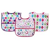 Luvable Friends Polyester Bibs, Pink, 3 Count
