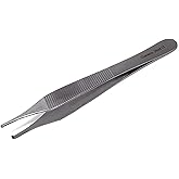 1x2 Rat Teeth Adson Tissue Forceps Tying Platform Cotton Holding Tweezers 4.75" Straight Pliers Comes with Ridged Wide Handle