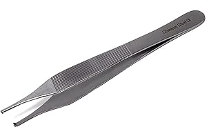 1x2 Rat Teeth Adson Tissue Forceps Tying Platform Cotton Holding Tweezers 4.75" Straight Pliers Comes with Ridged Wide Handle