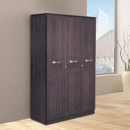 Hometown Bolton Engineered Wood Three Door Wardrobe In Wenge