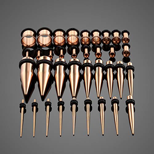 Xpircn 36PCS 14G-00G Taper Gauge Plugs Stainless Steel Ear Stretching Kit with Rubber O-Rings for Men Women - Thumbnail 4