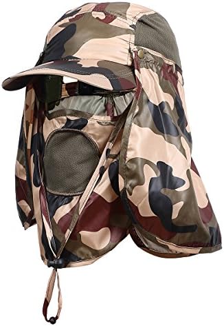 Flytt Summer Sun Hat, 360°Outdoor Sun Protection Fishing Hat with Removable Neck and Face Flap Cover, UPF 50+ Camouflage Cap for Men and Women (FL001)