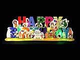 Happy Birthday Animal Party Garland Lights and Melody Pop Up Card