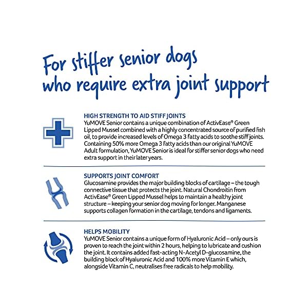 Lintbells-YuMOVE-Senior-Dog-Higher-Strength-Hip-and-Joint-Supplement-Formulation-Designed-for-Older-Dogs-Aged-8-120-Tablets YuMOVE Senior Dog | High Strength Joint Supplement for Older, Stiff Dogs with Glucosamine, Chondroitin, Green Lipped…