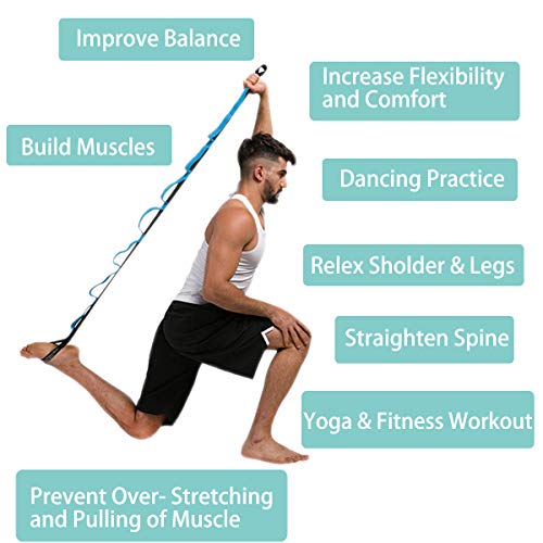 image for KerKoor Yoga Stretch Strap, Multi Loops Adjustable Exercise Band for S