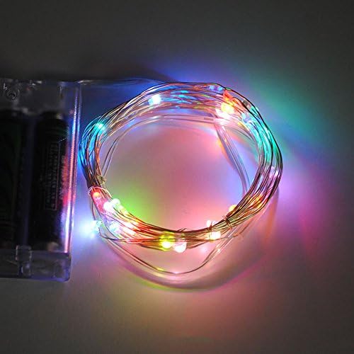 2 Pack 10.5ft Flashing Micro 30Led String Light 3AA Battery Powered, Multi Color Decorative Copper Wire Rope Lighting for Bedroom,Party,Wedding,Christmas Holiday Decoration (Multi)