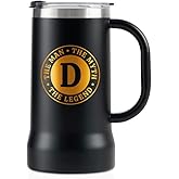 Onebttl Personalized Travel Mug with Handle, Beer Stein for Men, Funny Custom Alcohol Gifts for Beer Lovers, Unique Birthday Christmas Gifts for Him, the Man the Myth the Legend, D