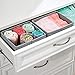 mDesign Rectangular Soft Fabric Dresser Drawer and Closet Storage Organizer Bin for Lingerie, Bras, Socks, Leggings, Clothes, Jewelry, Scarves - Textured Print - 2 Pack - Gray