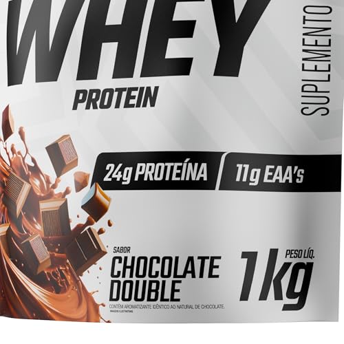 FTW 100% Whey Protein com Proteína Concentrada WPC, para Atletas com Alto Valor Biológico, Suplemento Pós-Treino Sem Glúten - Refil 1kg (Chocolate Double)