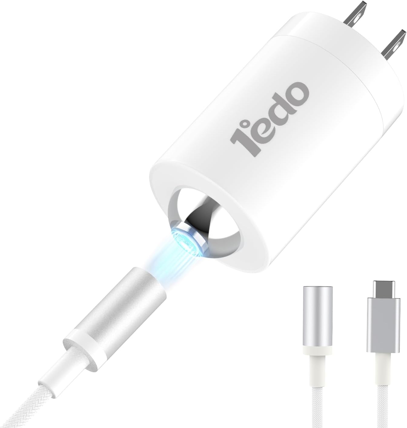 Magnetic for iPhone Charger, 1°edo GaN 30W Fast USB C Charger Block, PD 3.0 QC 4.0 Foldable with 6FT Cable Magnetic Fast Charger for iPhone 17/16 and More Series, Samsung Galaxy, iPad (White)