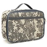 Kids Lunch box Insulated Soft Bag Mini Cooler Thermal Meal Tote Kit with Handle and Pocket for Girls, Boys by FlowFly,Digital Camo