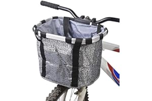 Bike Basket, Small Pets Cat Dog Folding Carrier, Removable Bicycle Handlebar Front Basket, Quick Release and Easy to Install,