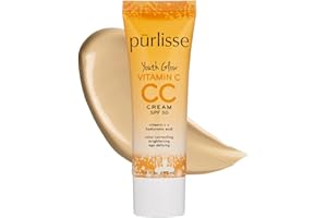 PŪRLISSE pürlisse Youth Glow Vitamin C CC Cream with SPF 50 - Color Corrector Enriched with Sea Buckthorn, Vitamin C & Hyaluronic Acid - Boosts Radiance & Youthfulness - Paraben-Free - Light Medium (1.4 oz)