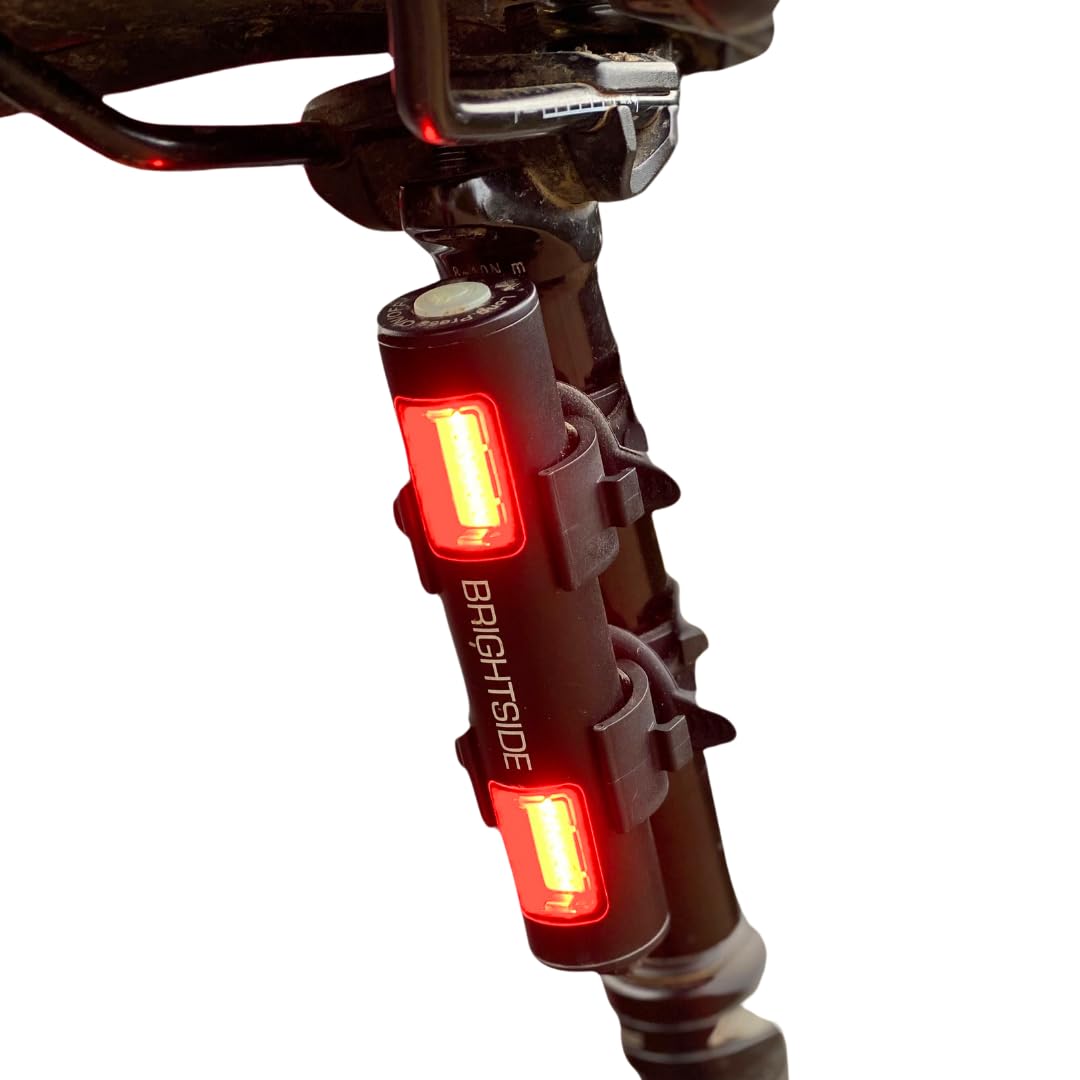 Brightside | Rear Bike Light - Super Bright 12 LED, USB-C Rechargeable, Twin Lens LED Light Bar, 200 Lumens, 90+hr Run Time, Fits All Bikes, Easy Mounting, Waterproof