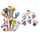 Hot Sale! Canserin 16PC Story Finger Puppets Toys 10 Animals+6 People Family Members Educational Toys