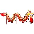 Quepiem 1M/3M/5M/8M Silk Dragon Dance Costume Chinese New Year Folk Festival Party for Kids Carnival Parade