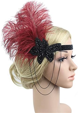 1920s Headpiece Feather Flapper Headband Great Gatsby Headdress Vintage Accessory