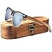 Ablibi Bamboo Wood Semi Rimless Sunglasses with Polarized Lenses in Original Boxes (Zebra Wood, Silver)