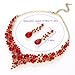 Youfir Bridal Austrian Crystal Necklace and Earrings Jewelry Set Gifts fit with Wedding Dress(Red)