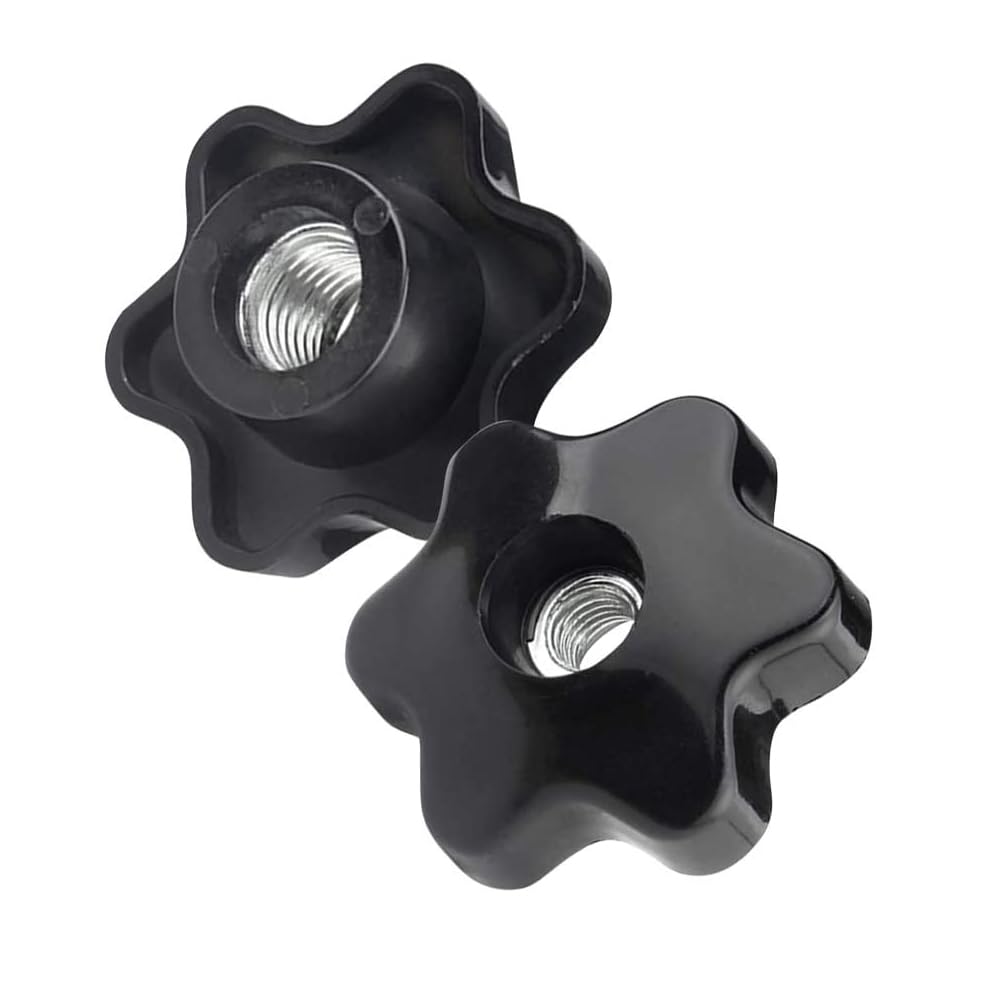 YIYIWANG M14 Star Shape Head Clamping Nuts Female Thread Through Hole Star Head Knob Grip Head Diameter 58mm Black 2Pcs