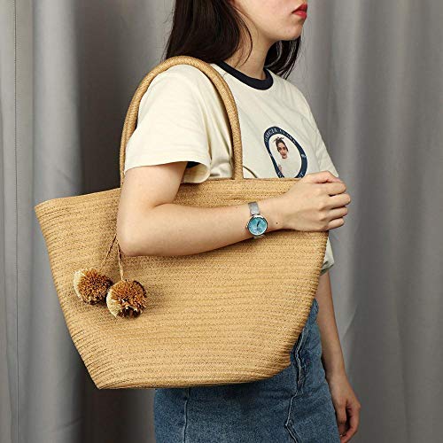 Womens Straw Woven Tote Large Beach Bag Handmade Woven Handbag Hobo Bag