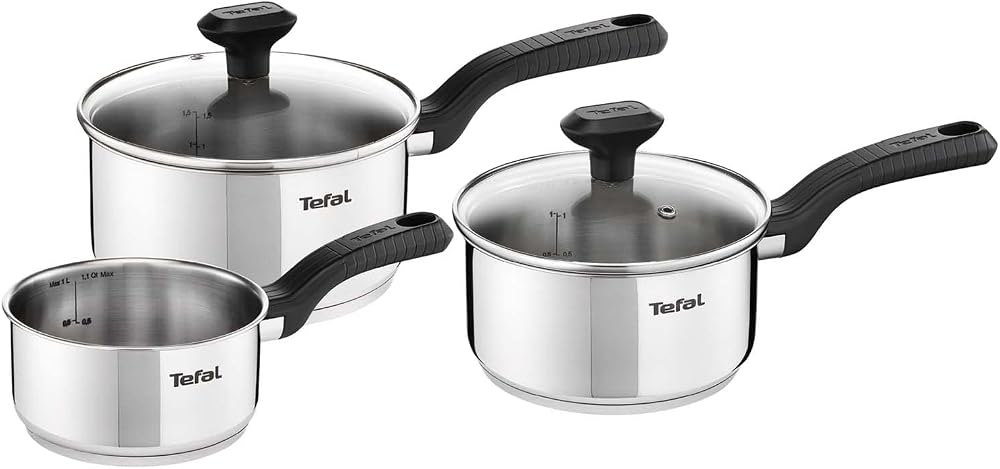 Tefal Comfort Max 3 Piece Stainless Steel Cookware Set Induction