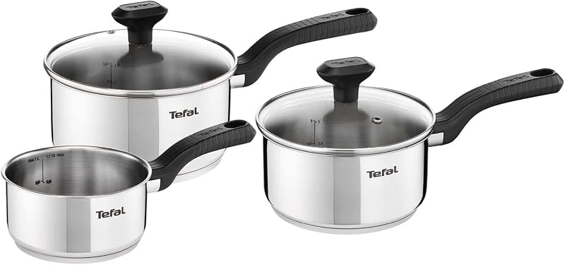 Tefal Comfort Max 3 Piece Stainless Steel Cookware Set Induction