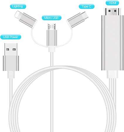Amazon Co Jp Kuruca 3 In 1 テレビ 接続ケーブル Lightning Micro Type C Hdmi 変換ケーブル Hd 1080p 高解像度 設定不要 大画面 簡単接続 アルミ合金製 デジタル Av アダプター Ios 12 対応 日本語説明書付き 家電 カメラ