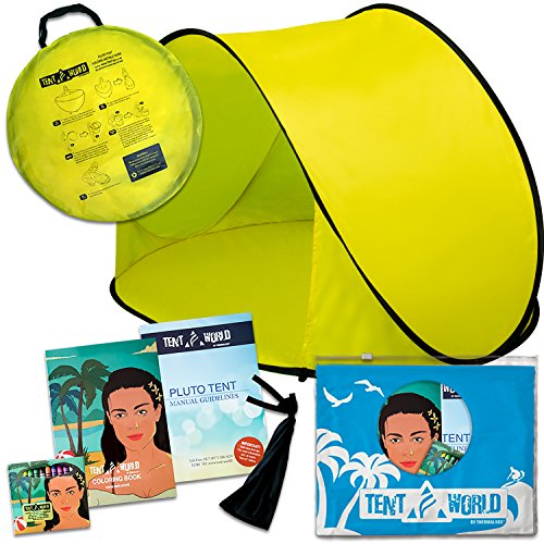 Pluto Yellow Beach Tent: Protect Your Baby From the Sun. Quick Up Pop-Up Tent Canopy System for Kids. Easy-Up Cabana for Outdoor Activities, Great Sunshade Solution Protects Also From Rain & Breeze - Thumbnail 7