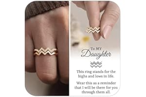 HARRY AND HENRY To My Daughter Ring Gifts Highs and Lows Ring Zircon Double Wave Rings Mother Daughter Rings Gifts Christmas Gifts for Teen Girls Trendy Stuff