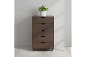 Naomi Home Wooden Office File Cabinets for Home Office, Lateral File Cabinet, Mobile Storage Cabinet Filing Storage Drawer Espresso/5 Drawer