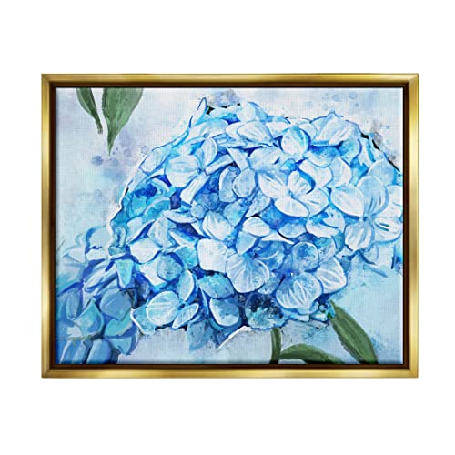 Stupell Industries Blue Hydrangea Blossom Leaves Floating Framed Wall Art, Desi…