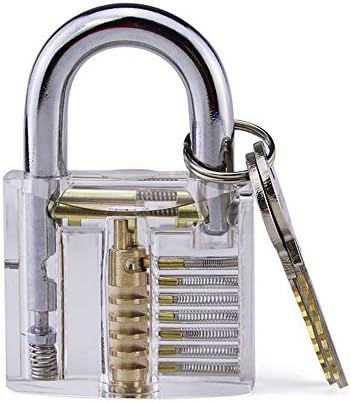 Lockmail Funny Practice Lock Set Transparent Cutaway Crystal Pin Tumbler Keyed Padlock Lock - Picking Practice Tools for Locksmith Beginner and Professional