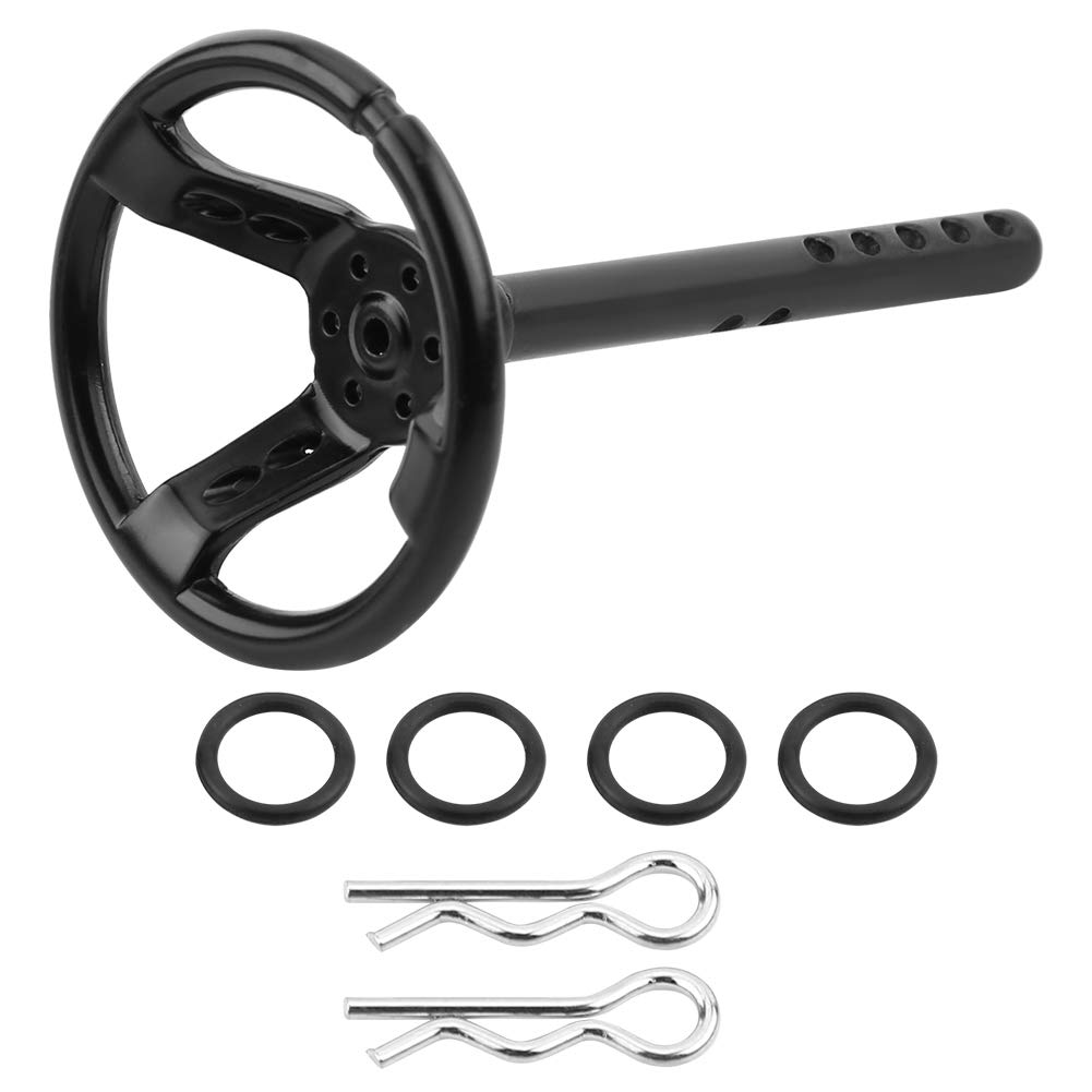 Photo 1 of Dilwe RC Car Steering Wheel, 1Pcs Plastic Universal Steering Wheel for 1/10 Scale RC Crawler Car Simulation Accessories RC Part Accessory(Black)