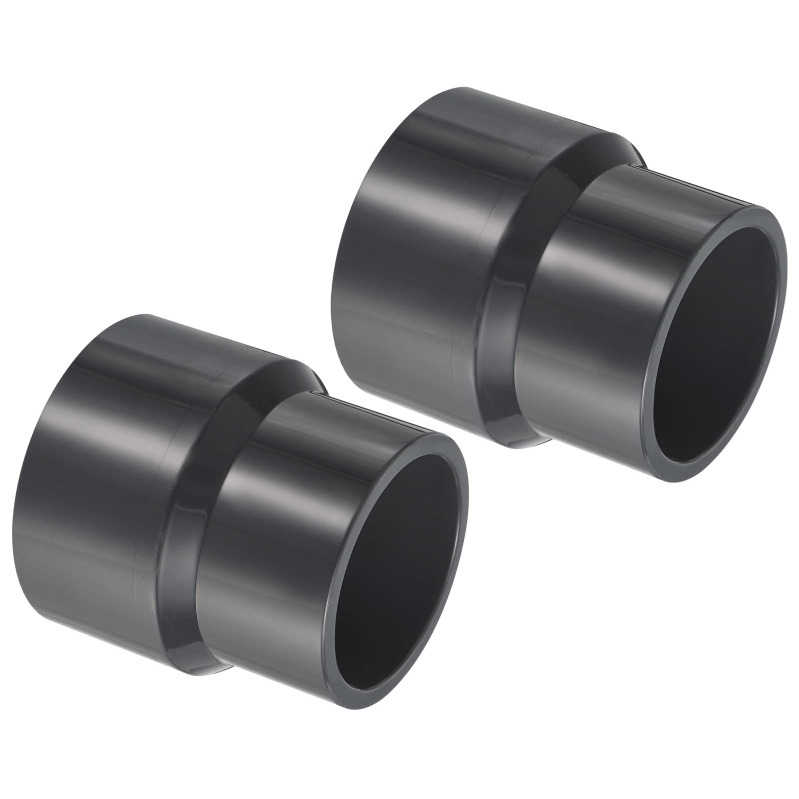 PATIKIL PVC Reducer Pipe Fitting 3x2.5 Inch Socket, 2 Pack Straight Coupling Adapter Connector, Grey