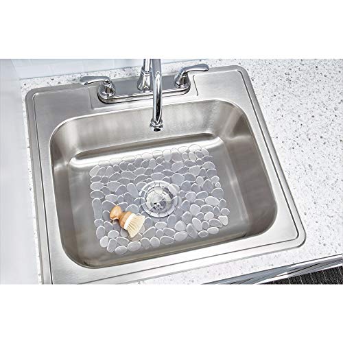iDesign Pebblz Large Plastic Sink Grid, NonSkid Dish Protector Mat for