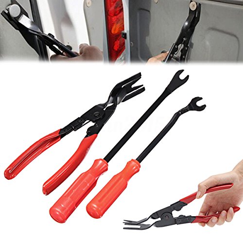Wilk New 3 Pcs Car Door Trim Clip Plier Set , Fastener Remover Puller Repair - Combo Repair Tool Kit Set