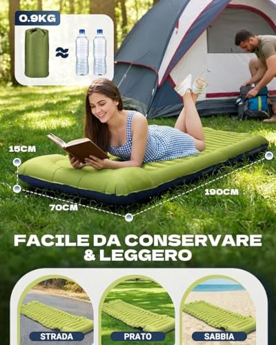 Rgaden Esterilla Camping Autohinchable Ultraligera, Colchoneta Camping Portátil Resistente, Colchón Autohinchable Inflable Multiusos para Senderismo, Acampada y Actividades al Aire Libre