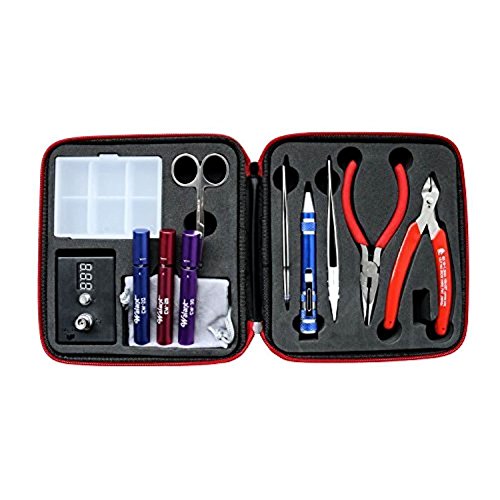 Updated Vape DIY Tool Kit 6-in-1 Coil Jig Kit V3 +Wire Cutters +Scissors +Needle Nose Pliers +Screwdrivers +Ceramic Tweezers +Ohm Meter +Heating Wire