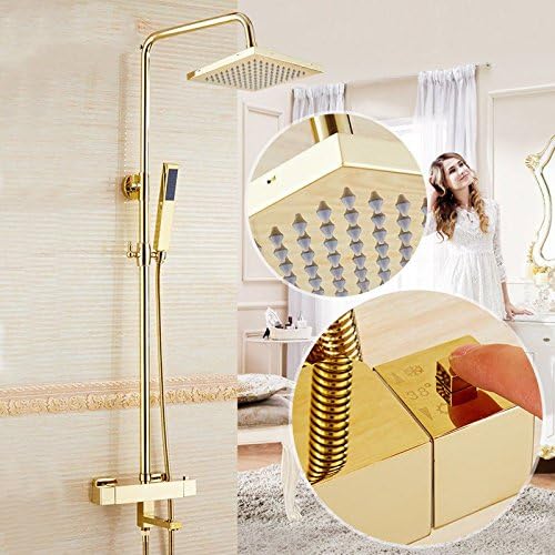 AQiMM Modern Commercial Bathroom Faucet Basin Sink Mixer Tap Gold Showers Hot And Cold Water Brass Thermostatic Shower Set Basin Sink Faucet Laundry Vanity Sink Faucet