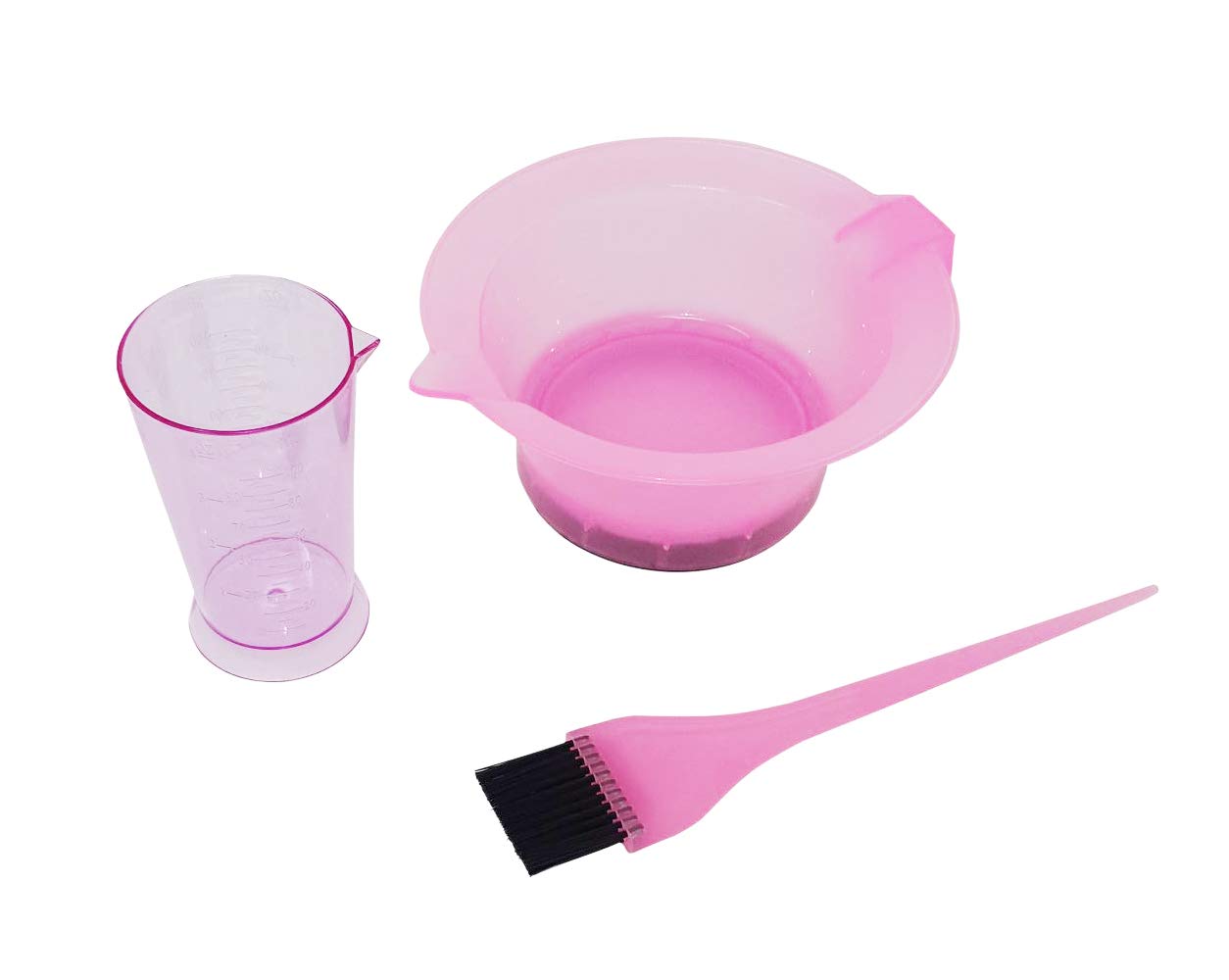 Professional Hairdresser's 3-Piece Pink Tinting Set - Tint Bowl, Tint Brush & Measuring Jug