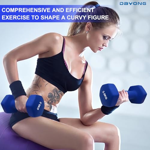 DAYONG Fitness Dumbbell Set of 2, Hexagonal Frosted Dumbbells for Men Women, Home Gym Equipment for Core Strength Training, Exercise Muscle.