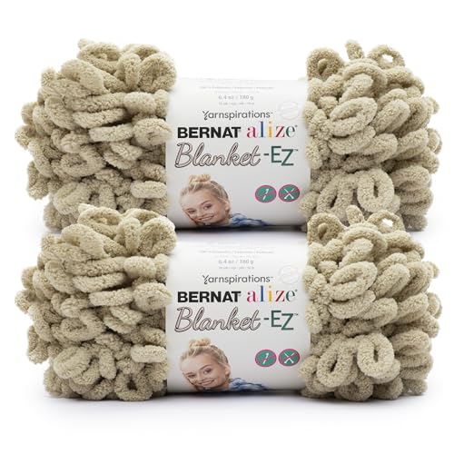 Bernat Alize Blanket Almond Yarn - 2 Pack of 180g/6.4 oz - 100% Polyester - #7…