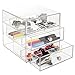 mDesign Office Supplies Desk Organizer for Staplers, Scissors, Pens, Markers, Highlighters - 3 Drawers, Clear