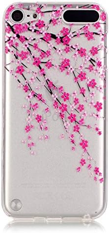 CaseHome Compatible With Case iPod Touch 5/6 Silicone Gel TPU Case Slim Crystal Clear Bumper Rubber Full Body Protective Cover Skin Shell-Pink Cherry Blossom